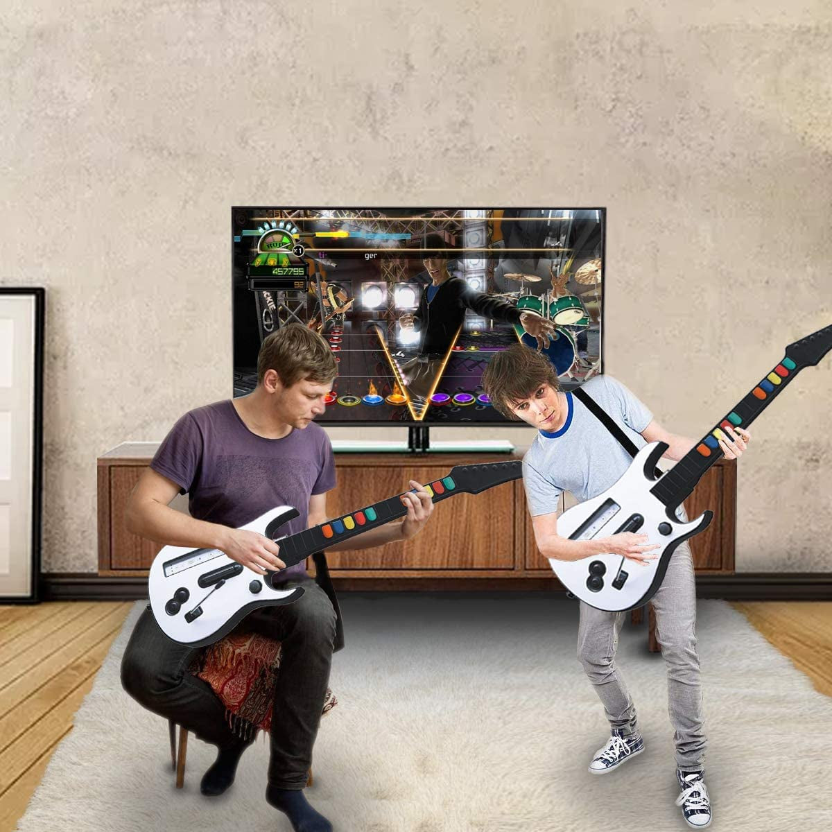 Guitar Controller, Wireless Guitar Hero Controller for Wii, Rock Band 2, Wii U, Clone Hero Games (Excluding Rock Band 1)