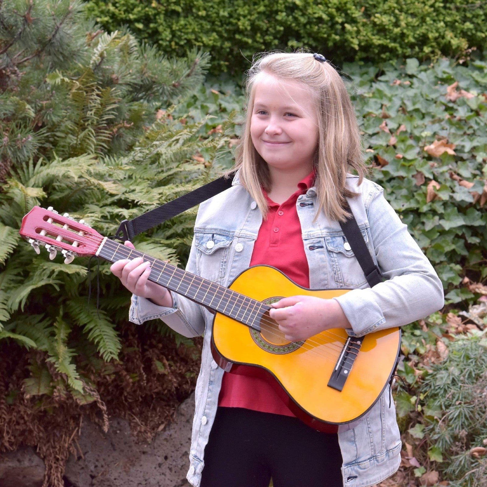 30" Left Handed Wood Guitar with Case and Accessories for Kids/Girls/Boy