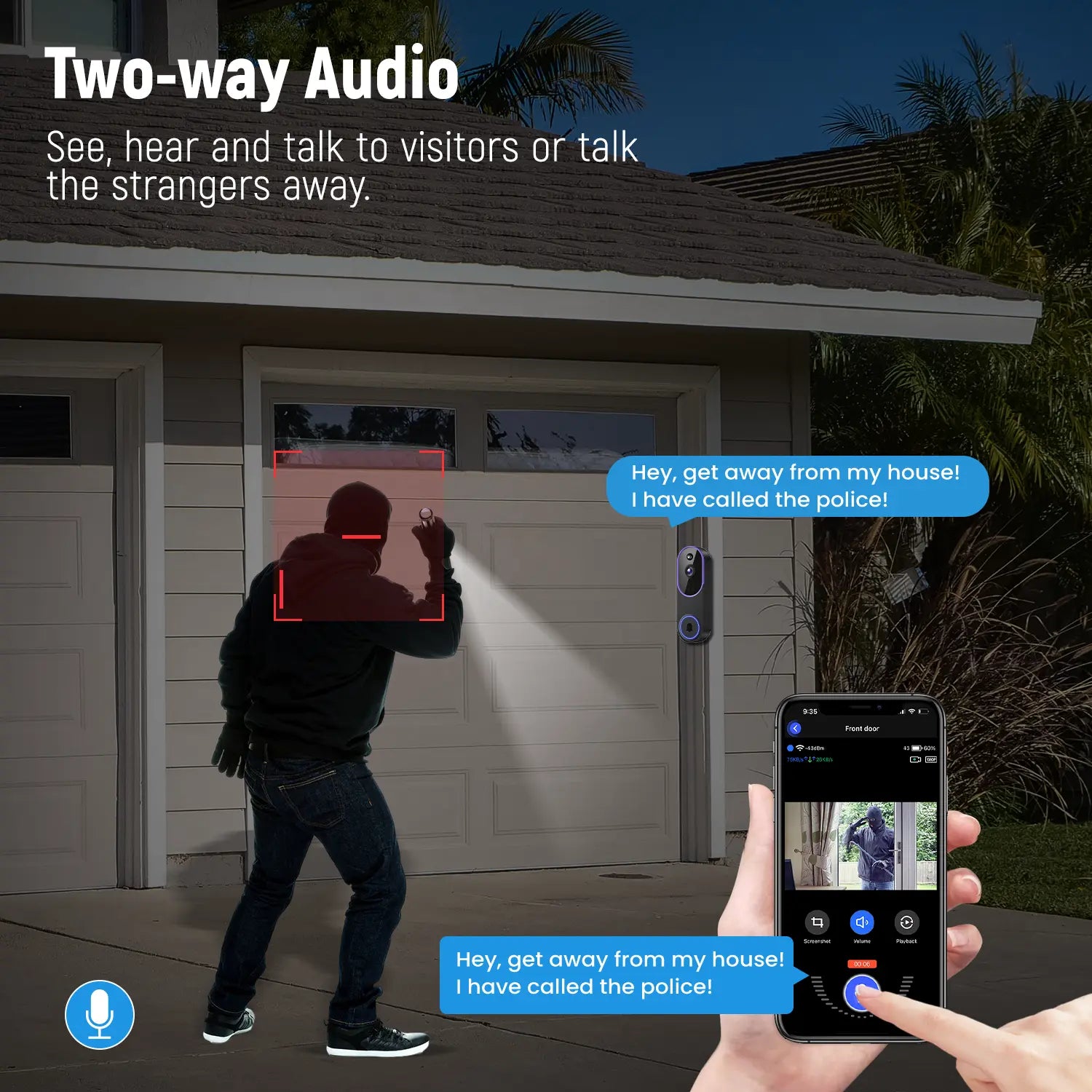 1080P Wireless Video Doorbell Camera, AI Human Detection, Live View, Cloud Storage, Night Vision, Two Way Audio, Instant Alert, 2.4G Wifi Only, Indoor/Outdoor Surveillance Cam for Home Security System(Live View and Cloud Storage Require a Subscription)