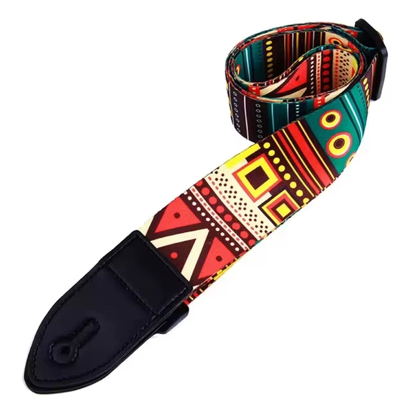 Fashion Retro Ethnic Style Guitar Strap Adjustable Leather Strap for Folk Guitar Electric Guitar Bass Ukulele Guitar Accessories
