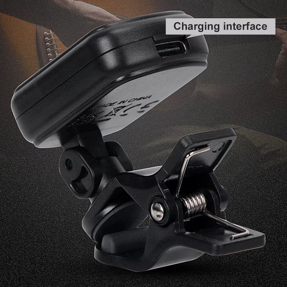 Guitar Tuner Foldable Rotatable Acoustic Guitar Tuner Rechargeable Electric Guitar Tuner for Acoustic Guitar Ukulele Bass Violin