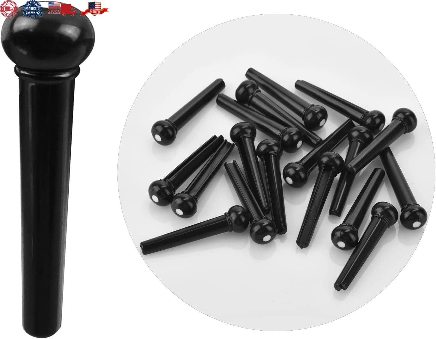 36PCS Acoustic Guitar Bridge Pins Pegs with 2 PCS Guitar Saddle Nut and Bridg...