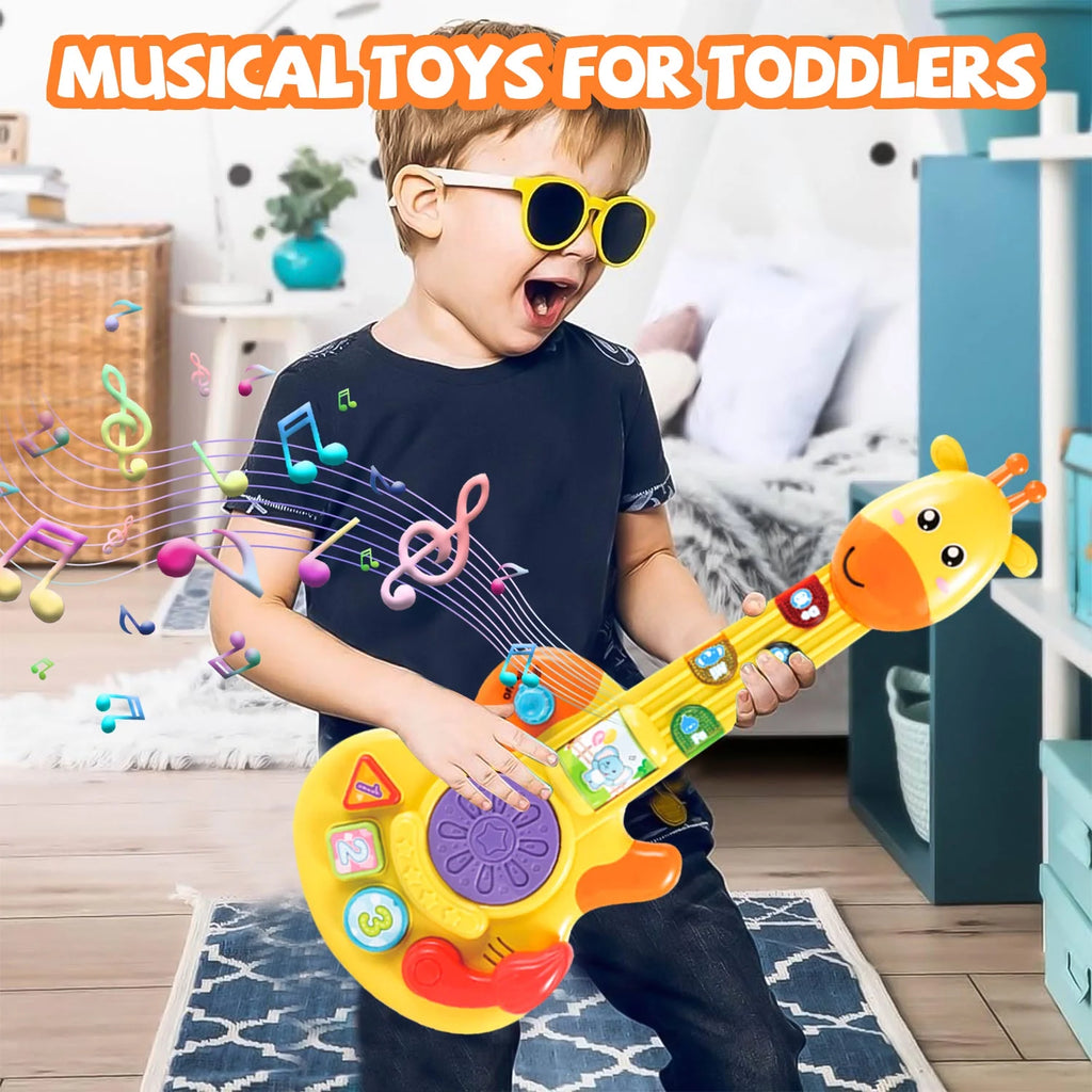 Toy Guitar for Toddlers, Kids Guitar Toys with Music & Colorful Light, Musical Instrument Toys for 1+ Year Old Girls Boys