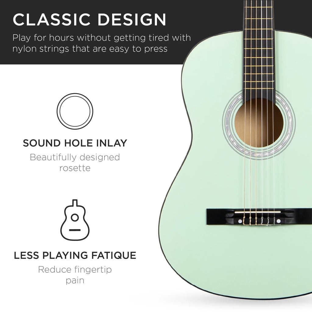 38In Beginner Acoustic Guitar Starter Kit W/ Gig Bag, Strap, Extra Strings - Socal Green