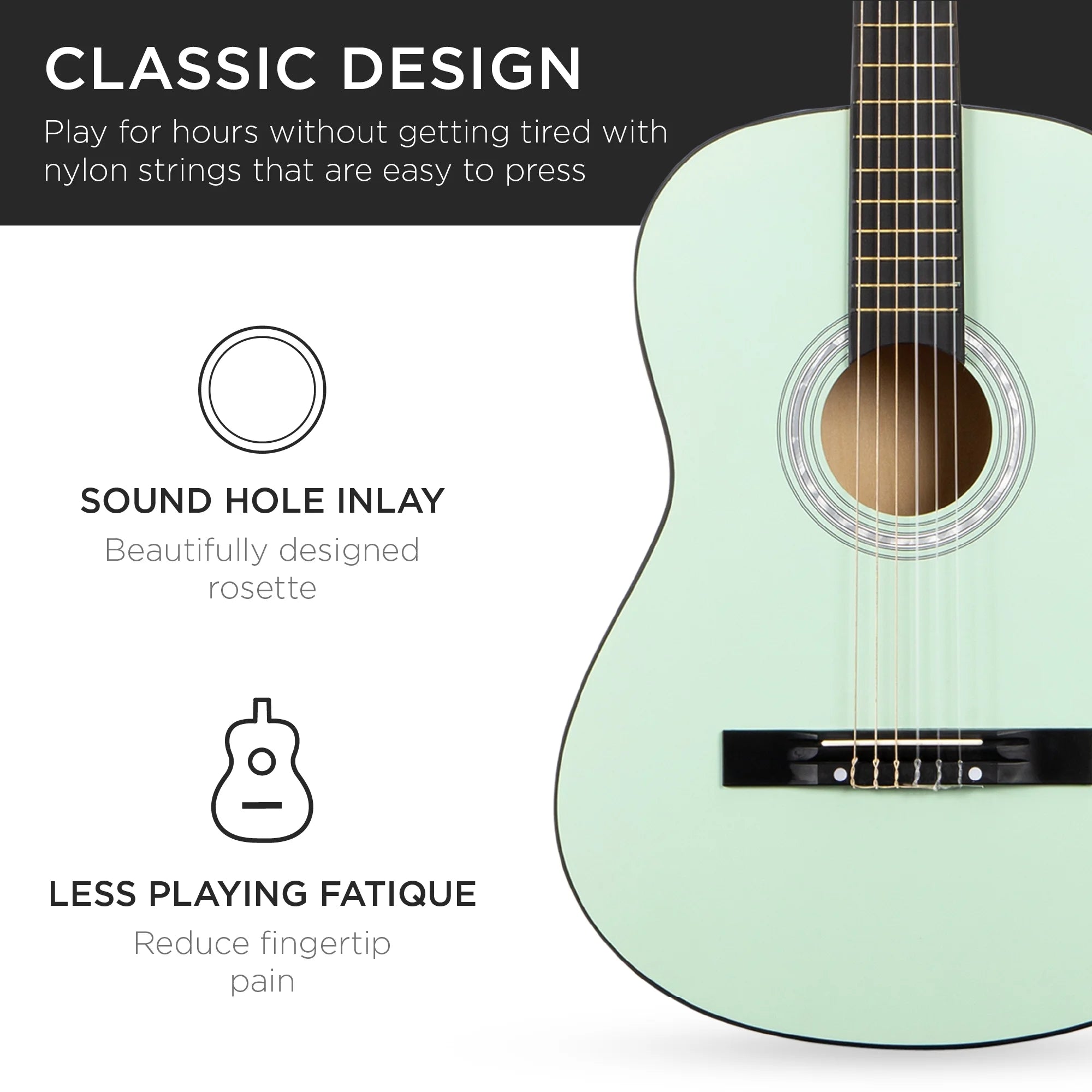 38In Beginner Acoustic Guitar Starter Kit W/ Gig Bag, Strap, Extra Strings - Socal Green