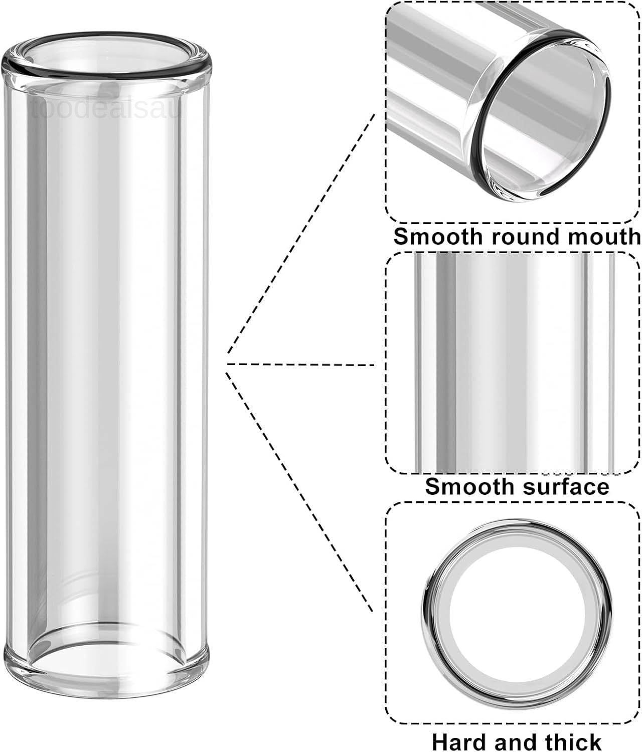 8 Pieces Glass Guitar Slide for Electric and Multisize - Length 2.76 Inch, Clear