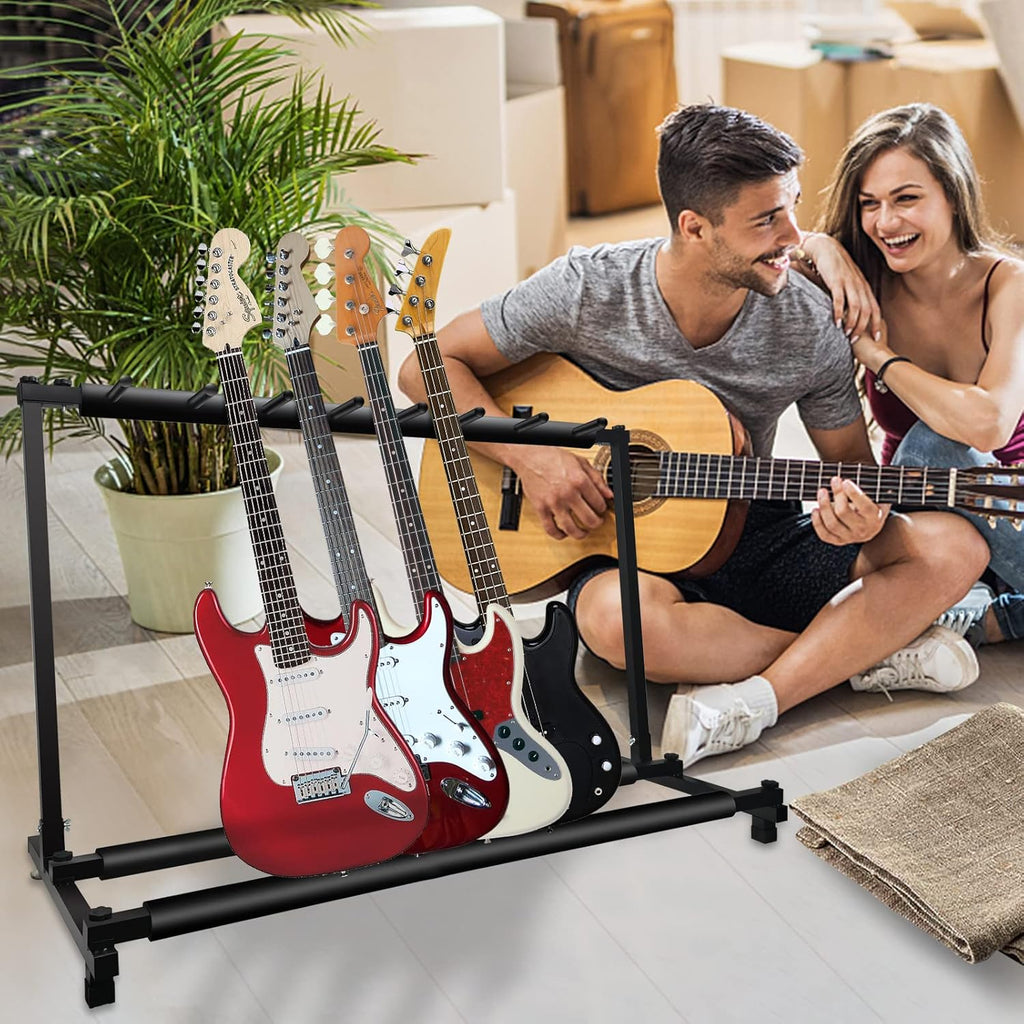 7-Holder Multi Guitar Stand Rack - Foldable Display for Acoustic & Electric Guit
