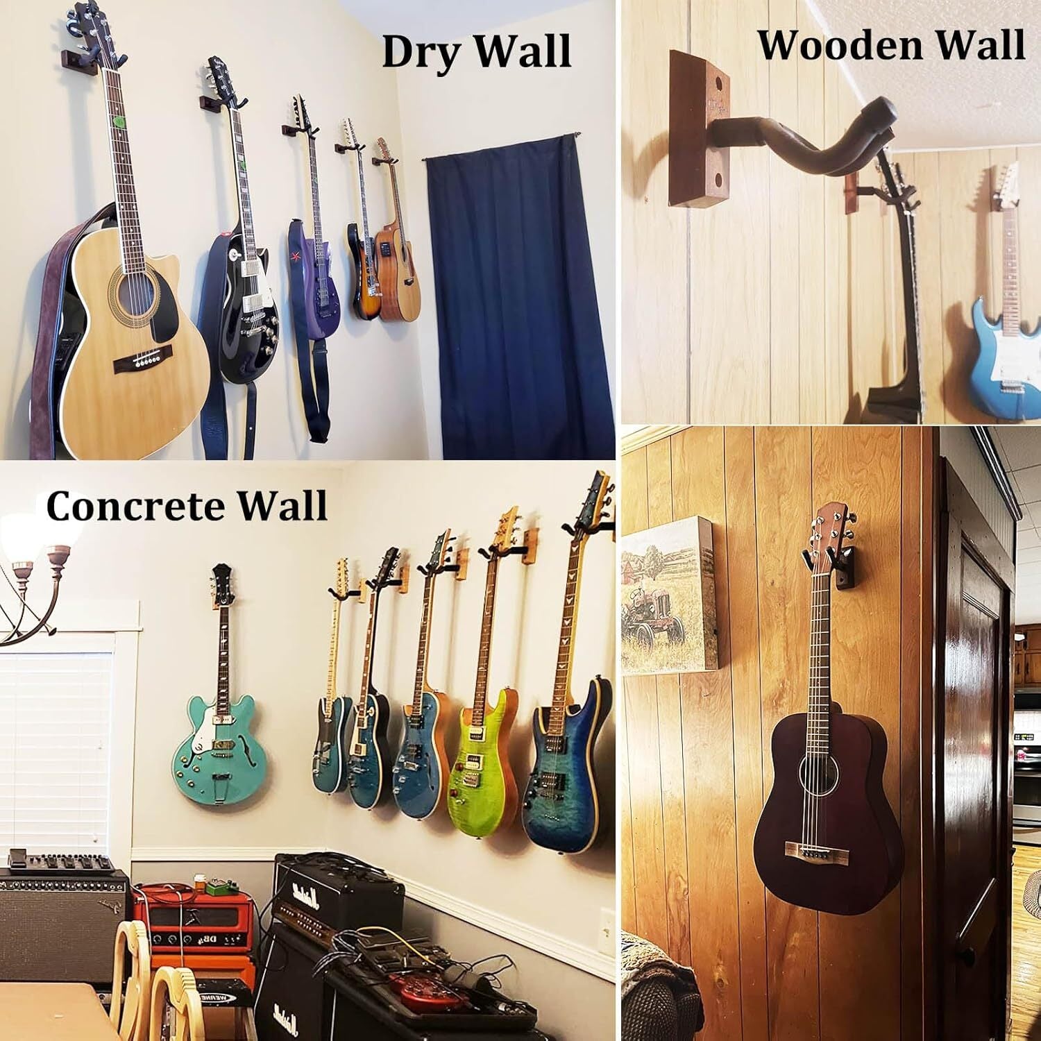 Guitar Wall Mount, 2 Pack Guitar Wall Hanger, Guitar Hanger Wall Hook Ho