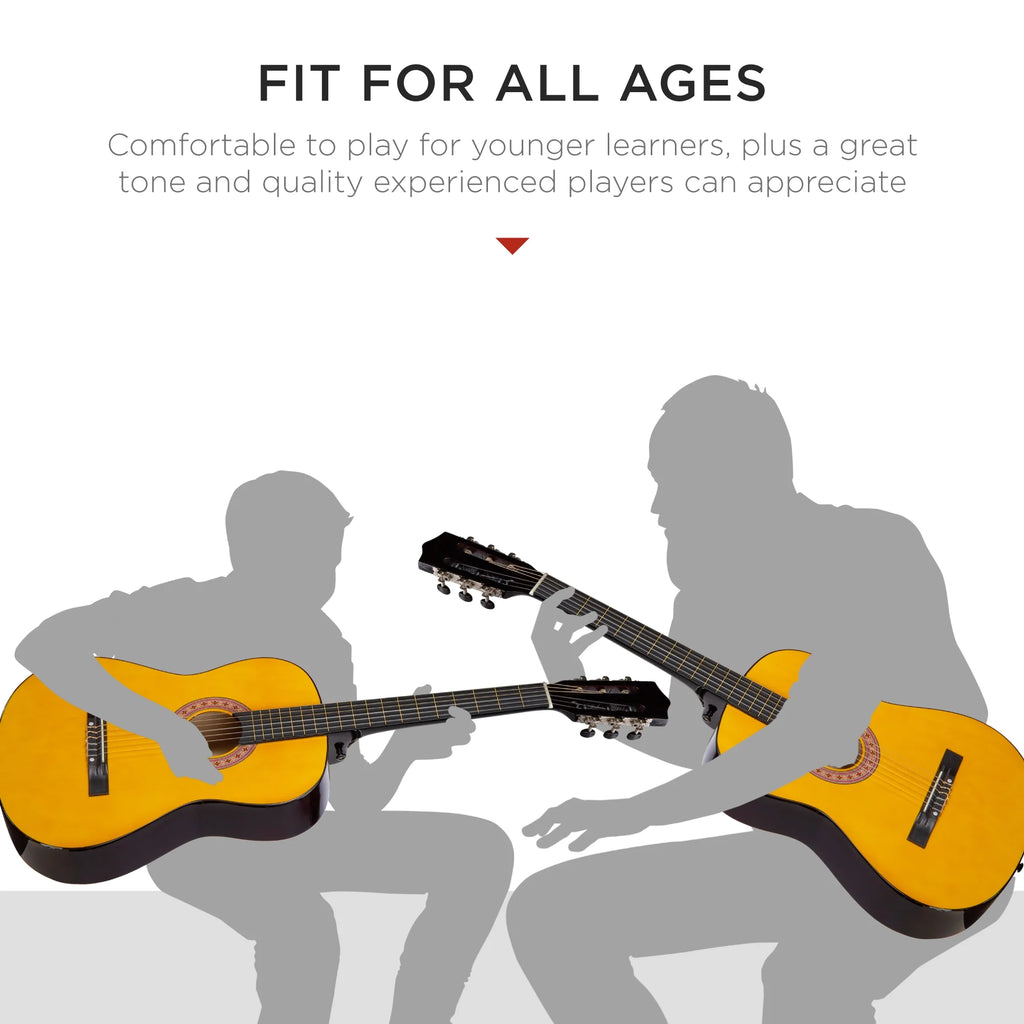 38In Beginner Acoustic Guitar Starter Kit W/ Gig Bag, Strap, Extra Strings - Natural