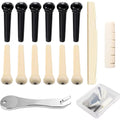 12 Pcs Acoustic Guitar Bridge Pins with Bridge Pin Puller Remover & Guitar Bridge Saddle Nut, Replacement Parts and Accessories
