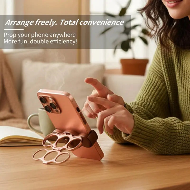 360 Rotation Finger Ring Stand for Phone Dual Loop Folding Mobile Holder Desktop Clip Lazy Bracket
