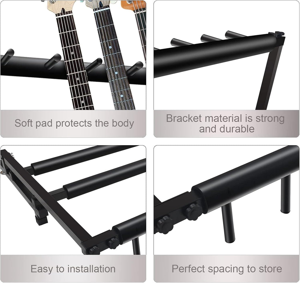 7-Holder Multi Guitar Stand Rack - Foldable Display for Acoustic & Electric Guit