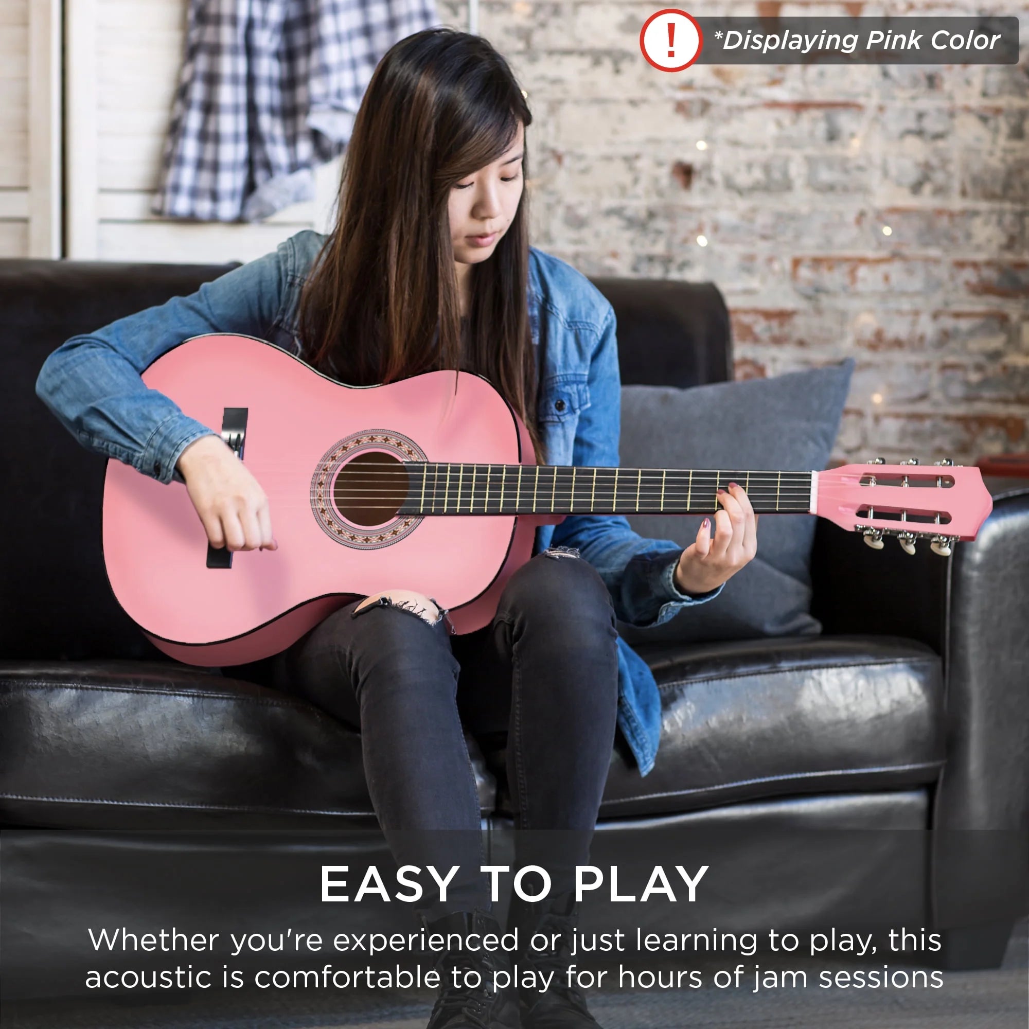 38In Beginner Acoustic Guitar Starter Kit W/ Gig Bag, Strap, Extra Strings - Socal Green