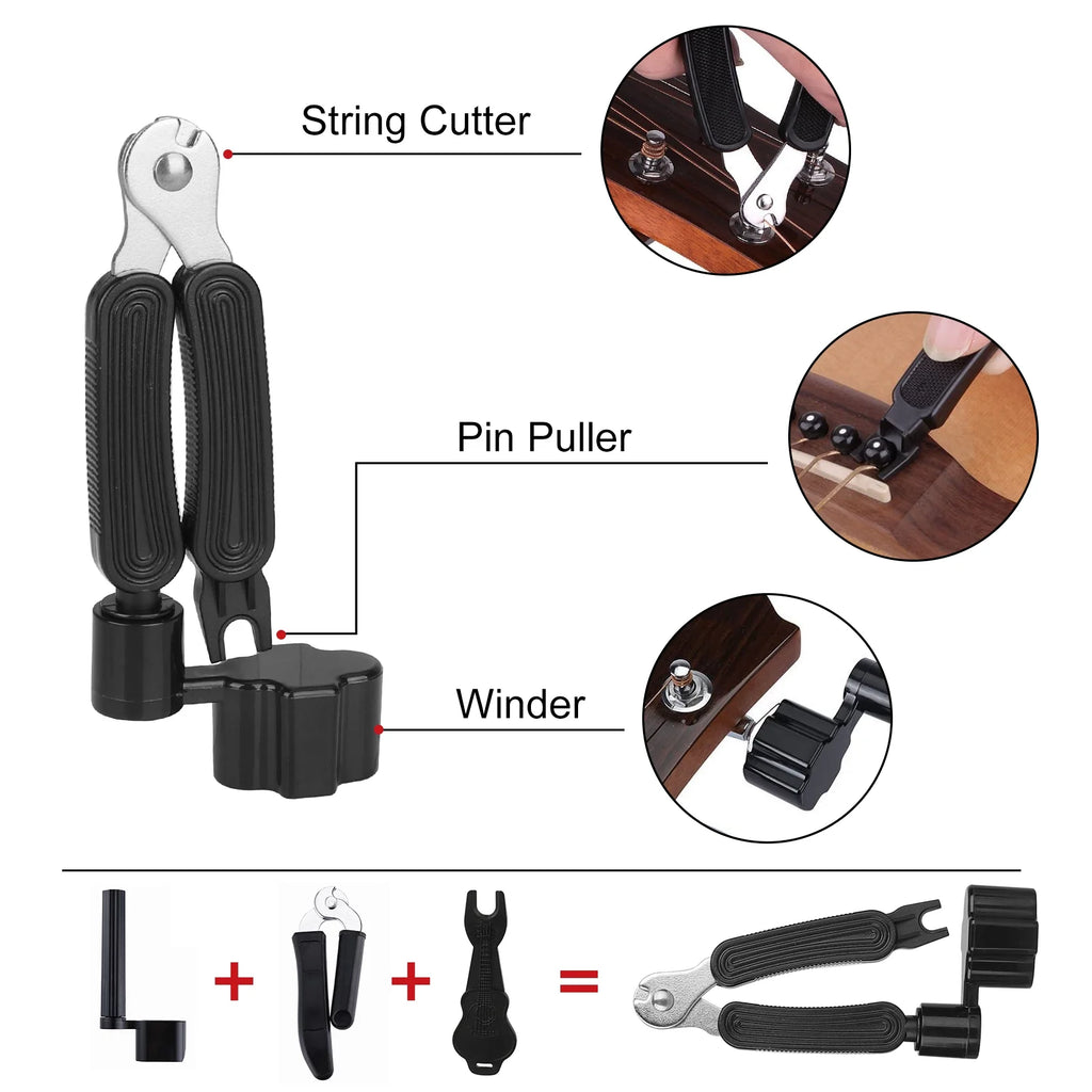 Guitar Accessories Kit, 45Pcs Guitar Tool Replacement W/ Guitar Strings, Guitar Picks, Guitar Nut/Saddle, 3-In-1 Restring Tool, Guitar Hanger, Bridge Pin for Acoustic/Electric Guitar, Bass, Banjo