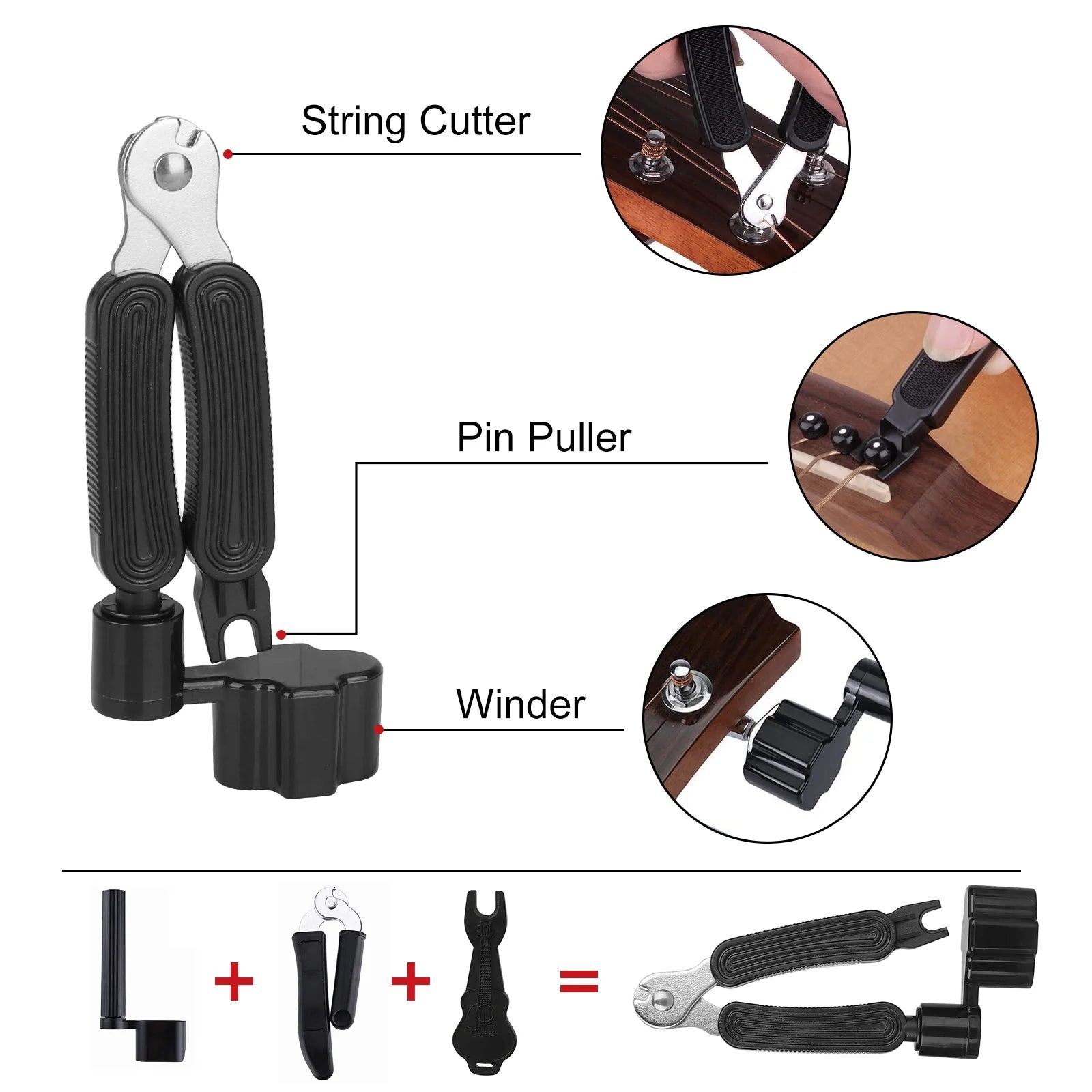 Guitar Accessories Kit, 45Pcs Guitar Tool Replacement W/ Guitar Strings, Guitar Picks, Guitar Nut/Saddle, 3-In-1 Restring Tool, Guitar Hanger, Bridge Pin for Acoustic/Electric Guitar, Bass, Banjo