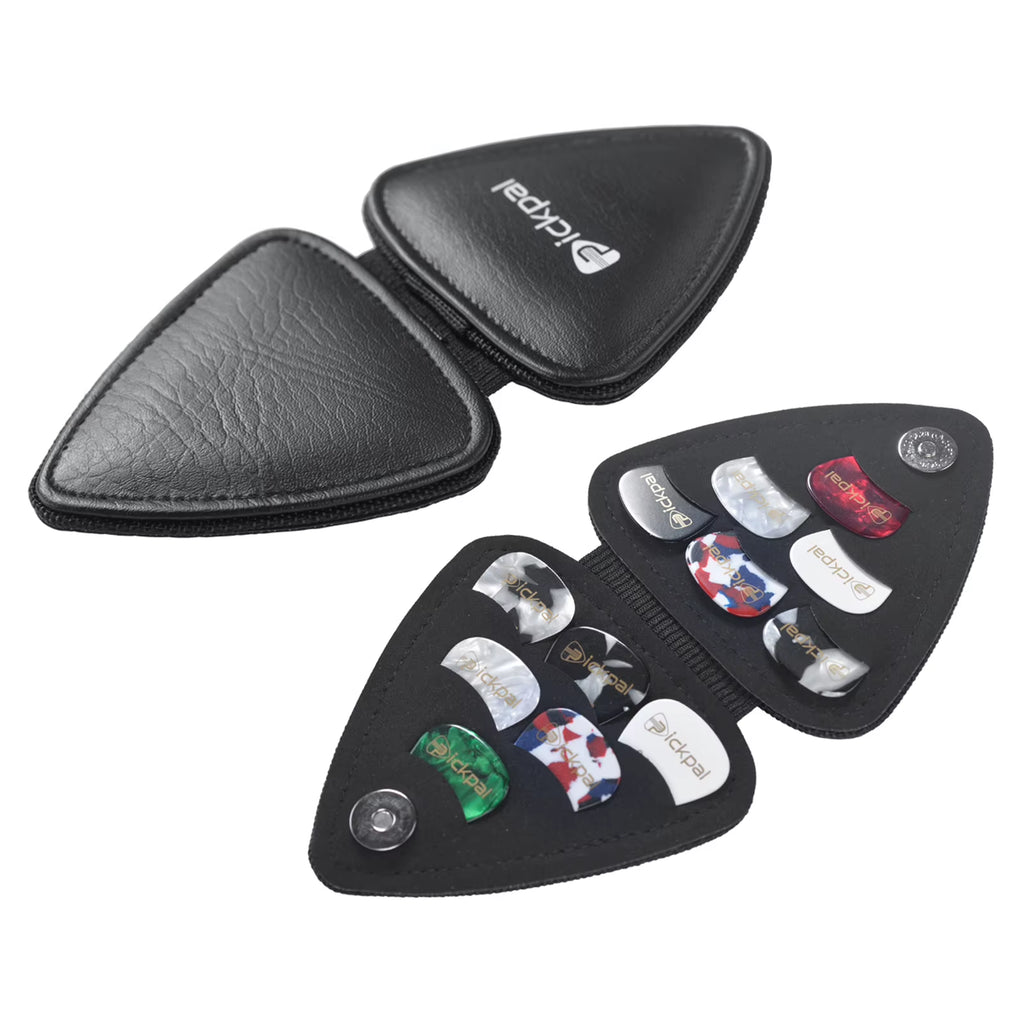 Guitar Picks Holder Case for Acoustic Electric Guitar Includes 12 PCS Guitar Picks Leather Guitar Plectrums Storage Pouch Guitar