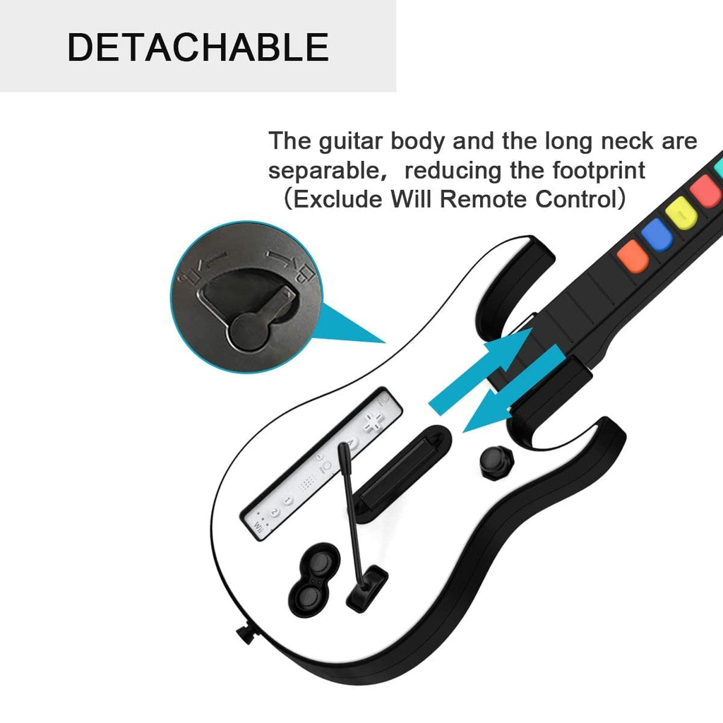 Guitar Controller, Wireless Guitar Hero Controller for Wii, Rock Band 2, Wii U, Clone Hero Games (Excluding Rock Band 1)