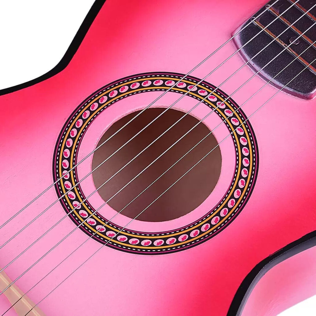 23” Mini Acoustic Guitar Wood Beginner Pink Toy Guitarra Kids Gift Instrument