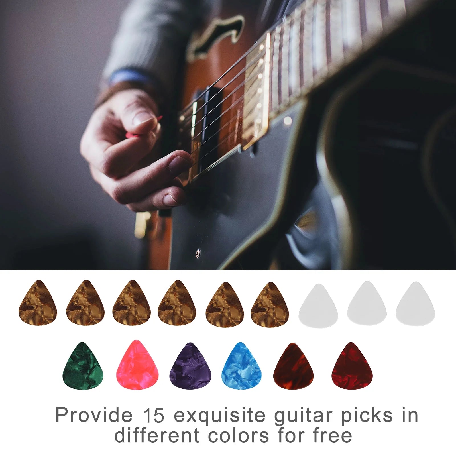 Guitar Accessories Kit, 45Pcs Guitar Tool Replacement W/ Guitar Strings, Guitar Picks, Guitar Nut/Saddle, 3-In-1 Restring Tool, Guitar Hanger, Bridge Pin for Acoustic/Electric Guitar, Bass, Banjo