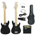 Kids Beginner Accessories Pack with 5W Amp Case 30" Electric Guitar, Black