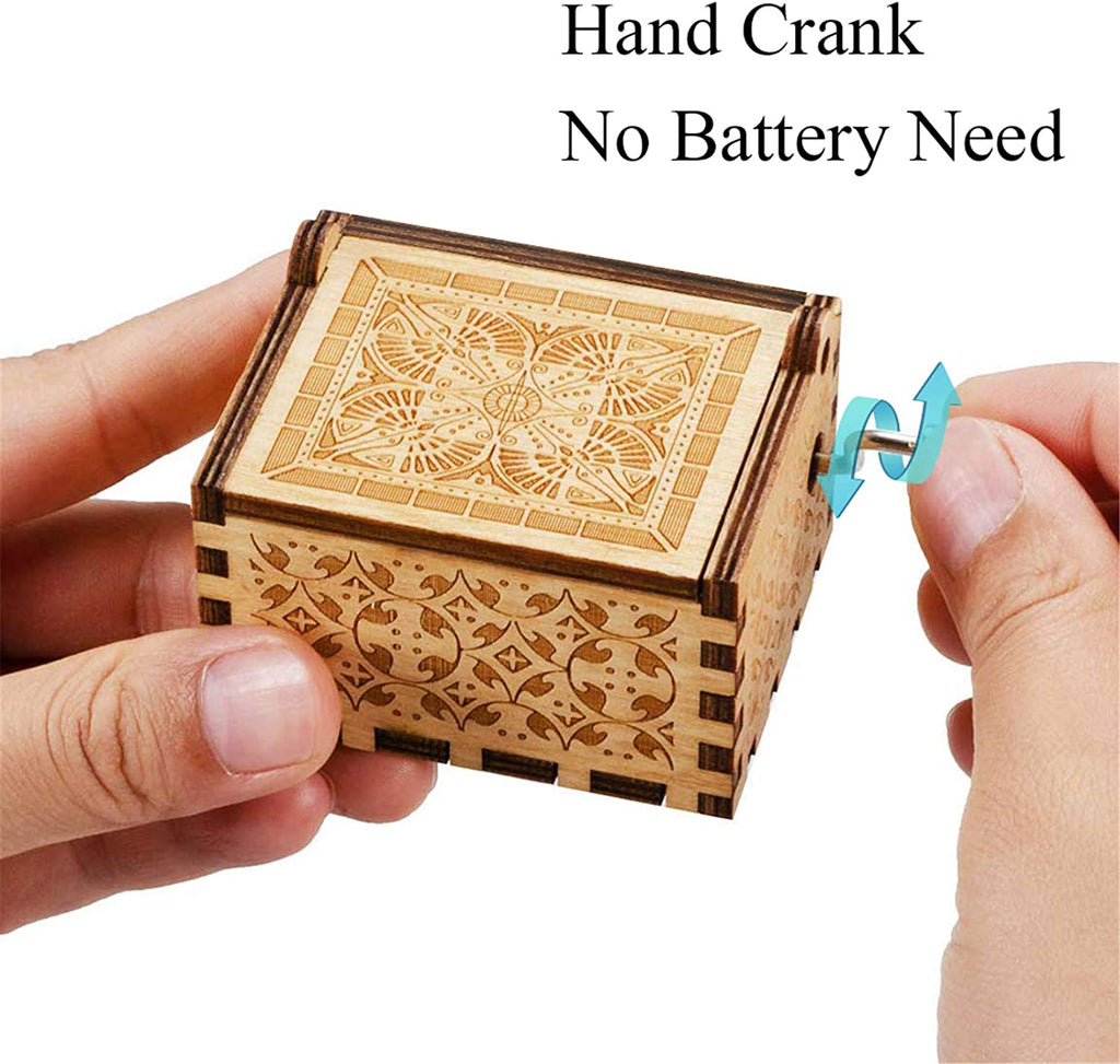 Can'T Help Falling in Lo Wood Music Box Hand-Operated Antique Engraved Cute Musical Boxes Gift for Love One, Boyfriend, Girlfriend, Husband,Wife Birthday/Wedding Day/Christmas Day Present