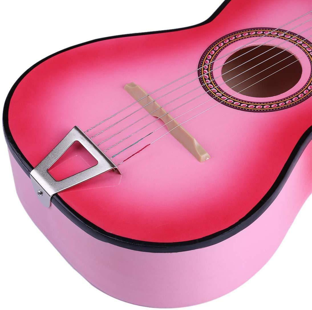 23” Mini Acoustic Guitar Wood Beginner Pink Toy Guitarra Kids Gift Instrument