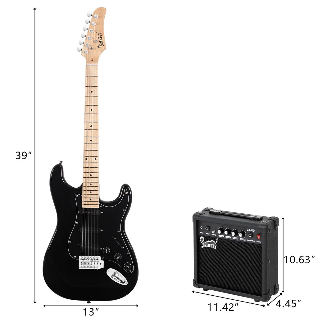6 Strings Right Hand Electric Guitar Package for Beginner,Black