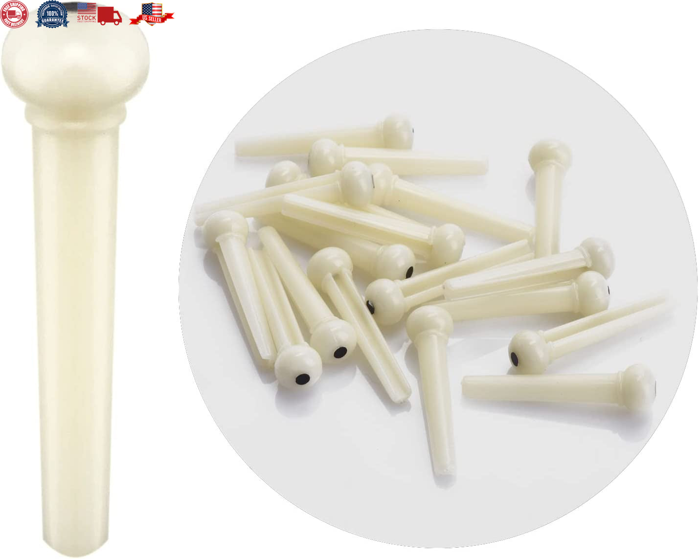 36PCS Acoustic Guitar Bridge Pins Pegs with 2 PCS Guitar Saddle Nut and Bridg...